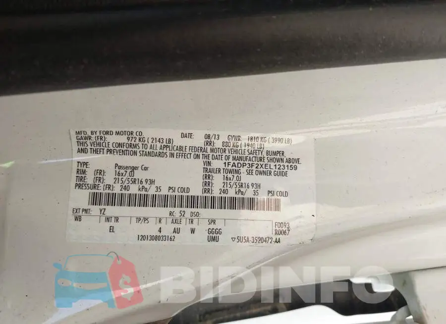 1FADP3F2XEL123159 Photo# 9