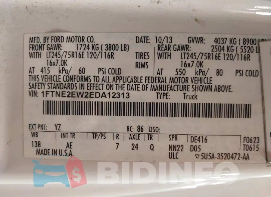 1FTNE2EW2EDA12313 Photo# 9