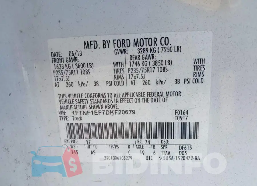 1FTNF1EF7DKF20679 Photo# 9