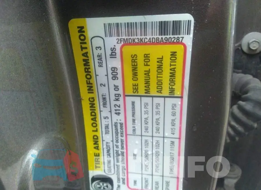 2FMDK3KC4DBA90287 Photo# 9
