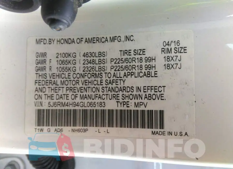 5J6RM4H94GL065183 Photo# 9