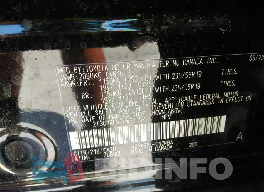 2T3C1RFV2PW271570 Photo# 9
