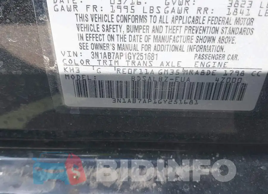 3N1AB7AP1GY251681 Photo# 9