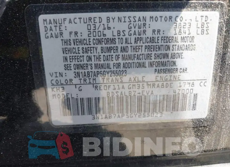 3N1AB7AP5GY255023 Photo# 9