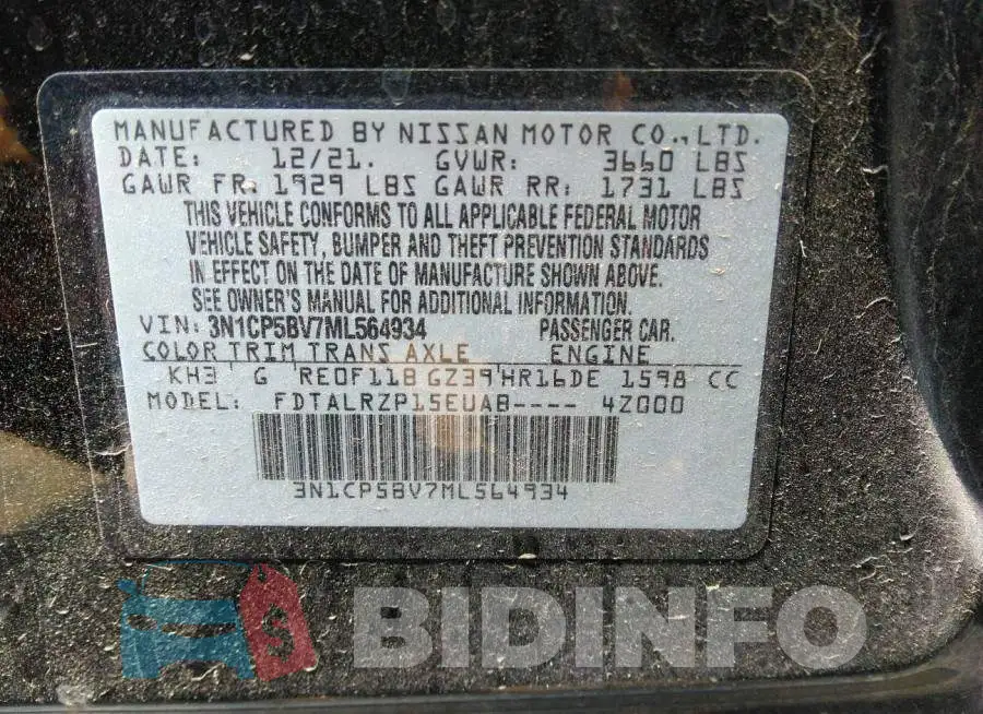 3N1CP5BV7ML564934 Photo# 9