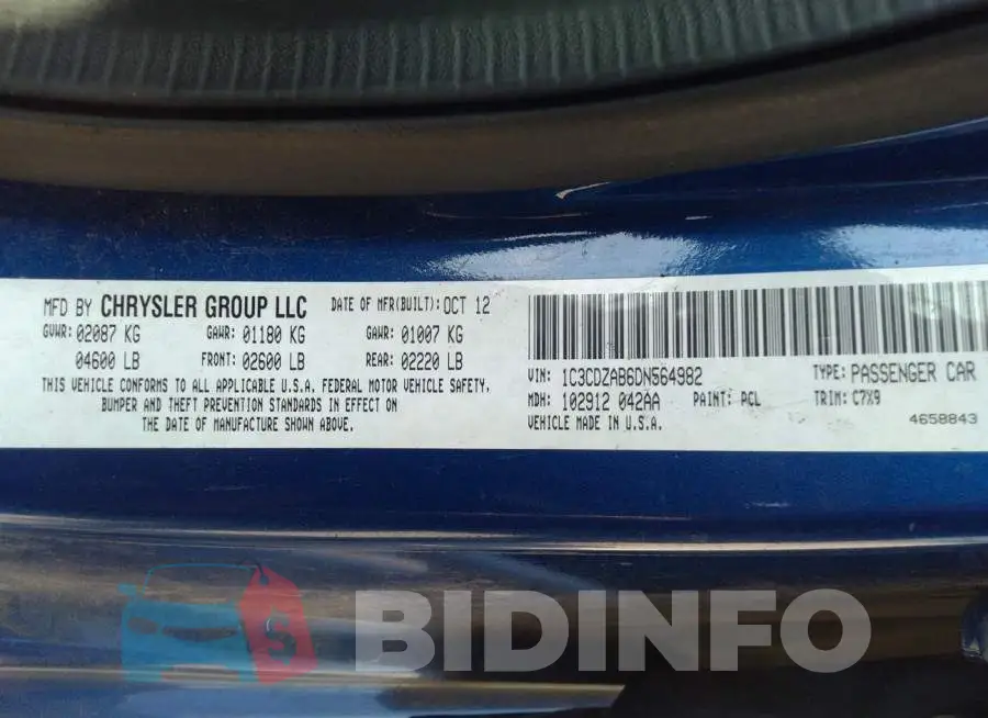 1C3CDZAB6DN564982 Photo# 9