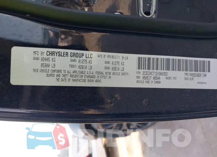2C3CDXCT1EH360353 Photo# 9
