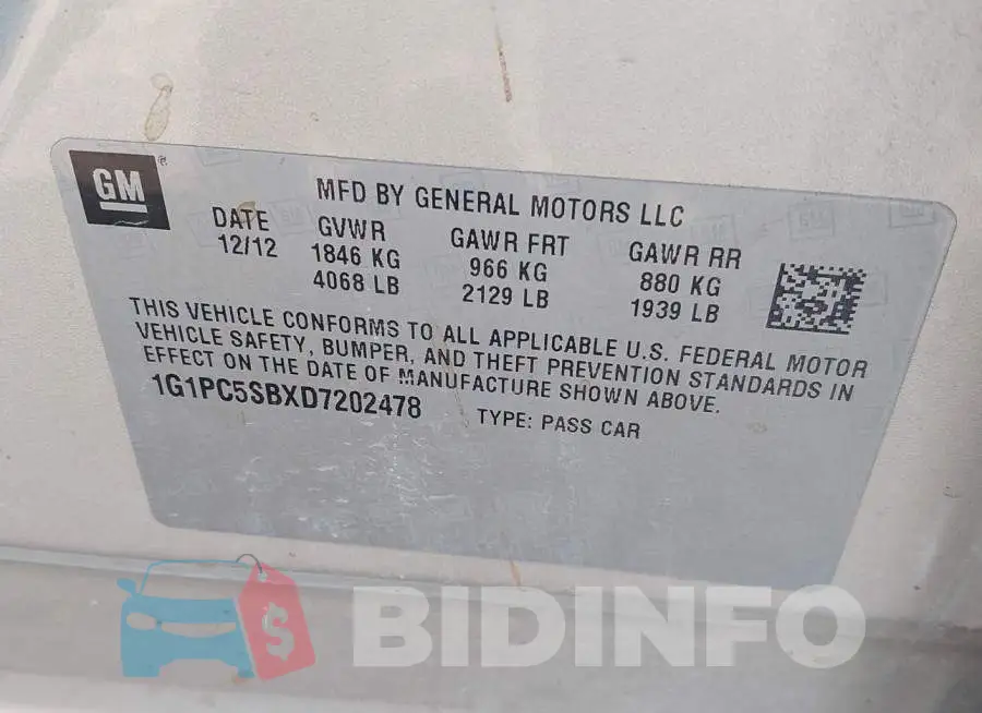 1G1PC5SBXD7202478 Photo# 9