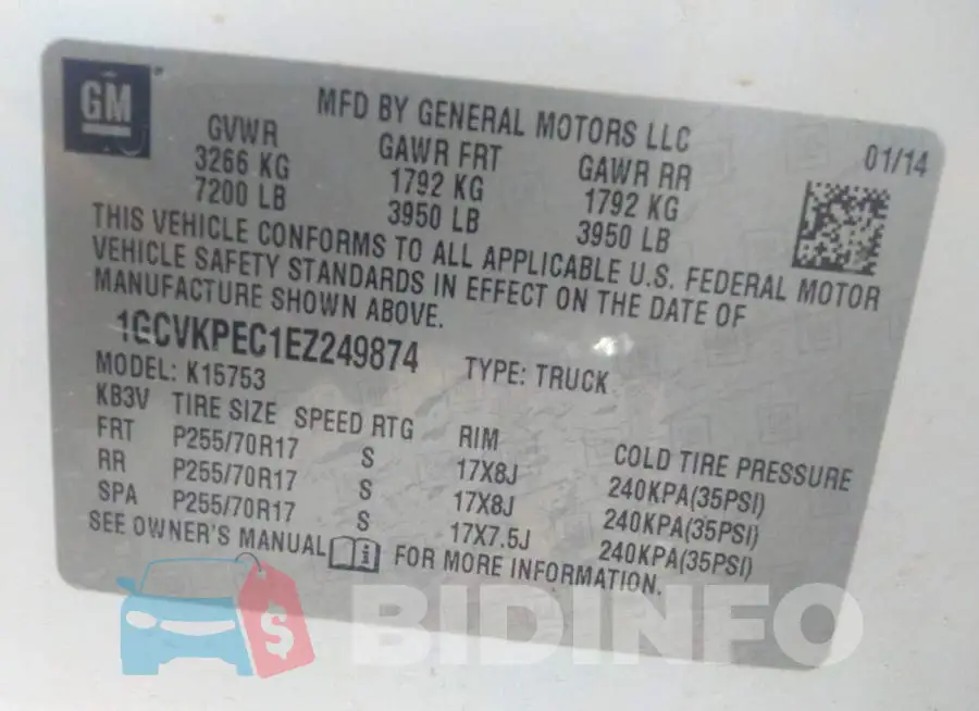 1GCVKPEC1EZ249874 Photo# 9