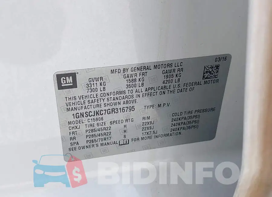 1GNSCJKC7GR316795 Photo# 9