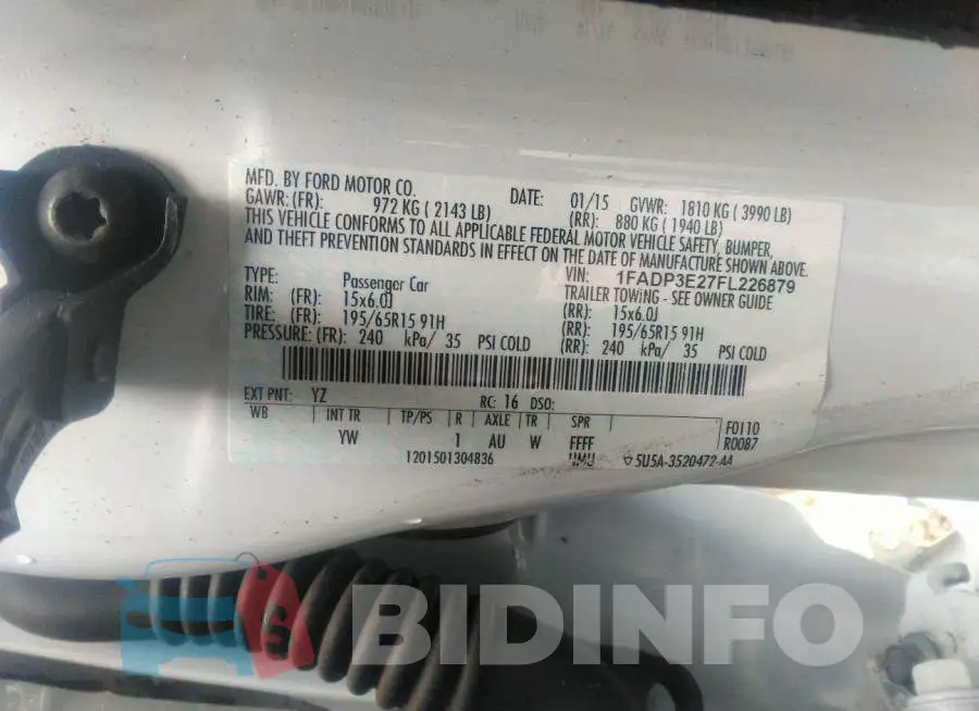 1FADP3E27FL226879 Photo# 9