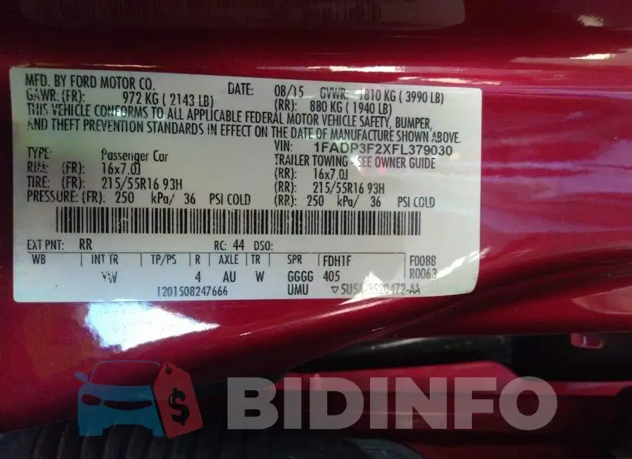 1FADP3F2XFL379030 Photo# 9