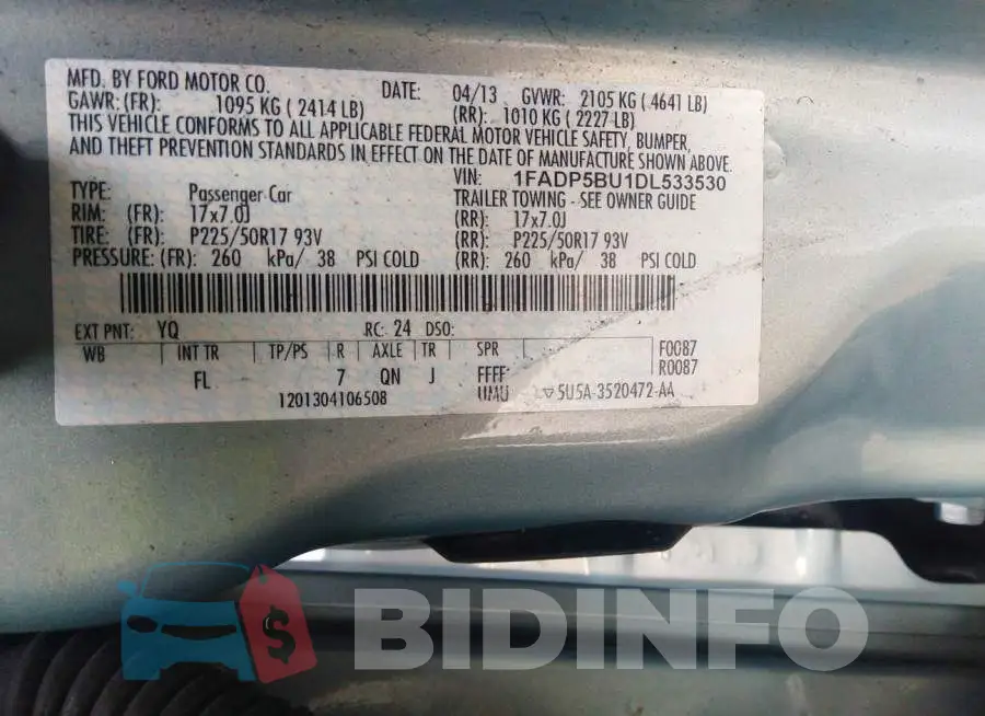 1FADP5BU1DL533530 Photo# 9
