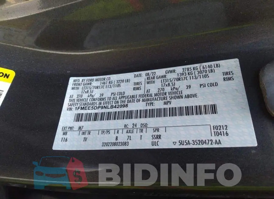 1FMEE5DP9NLB42098 Photo# 9