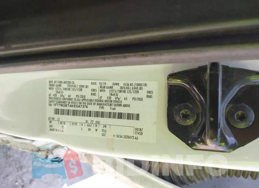 1FT7W2BT4KEG47376 Photo# 9