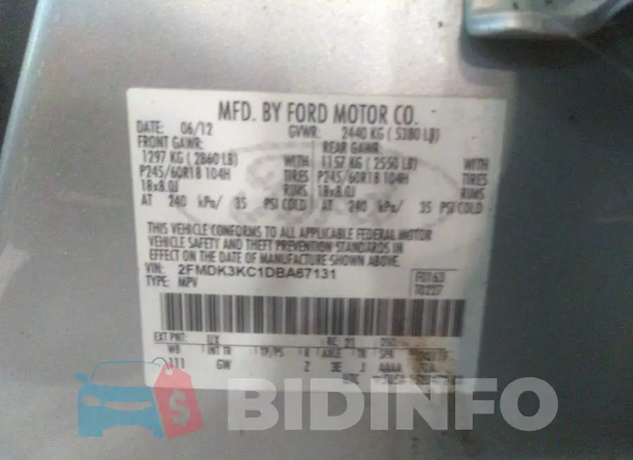 2FMDK3KC1DBA67131 Photo# 9