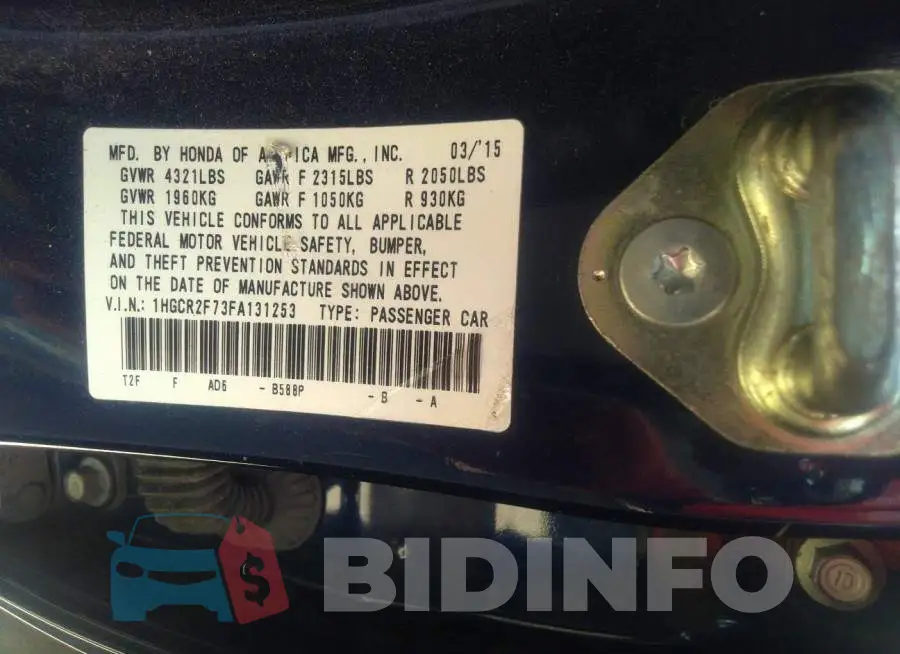 1HGCR2F73FA131253 Photo# 9