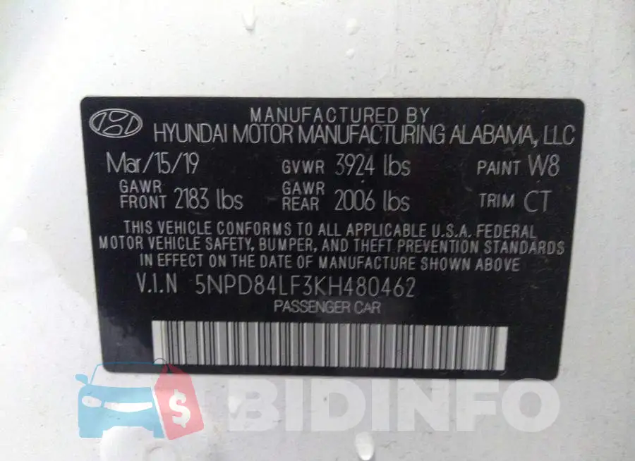 5NPD84LF3KH480462 Photo# 9