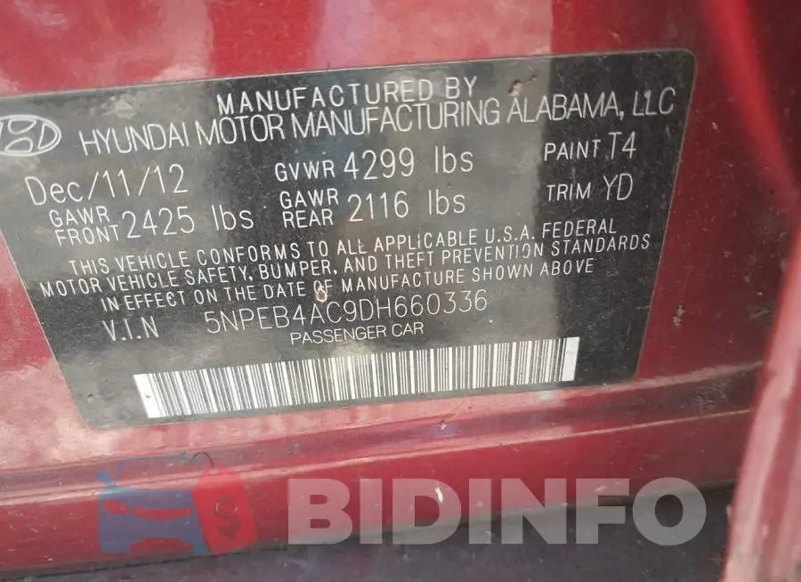 5NPEB4AC9DH660336 Photo# 9