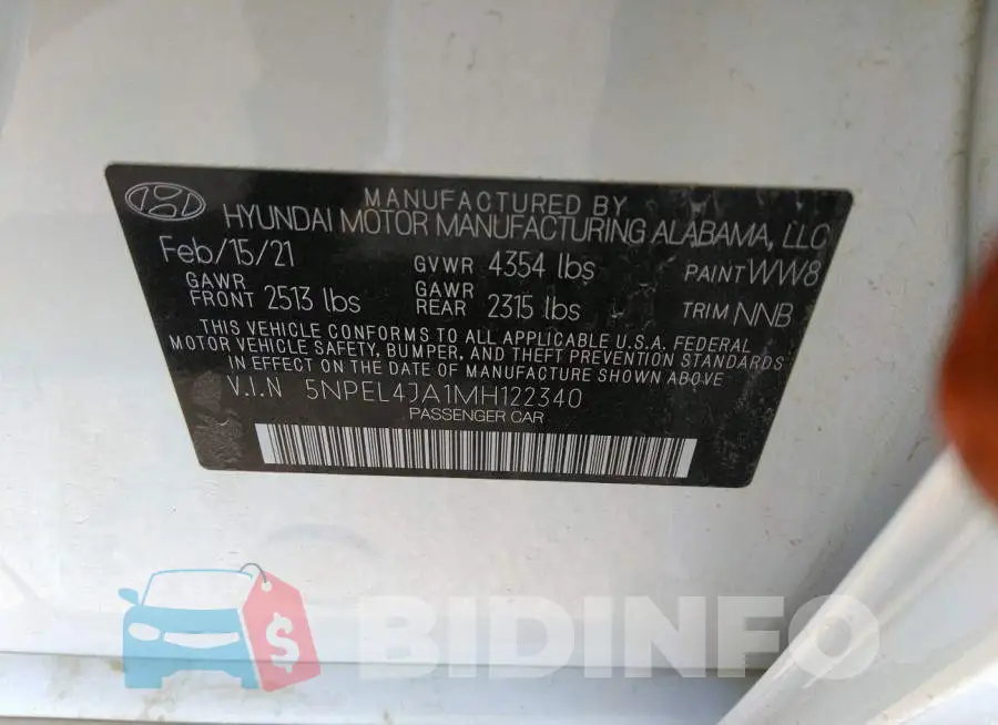 5NPEL4JA1MH122340 Photo# 9