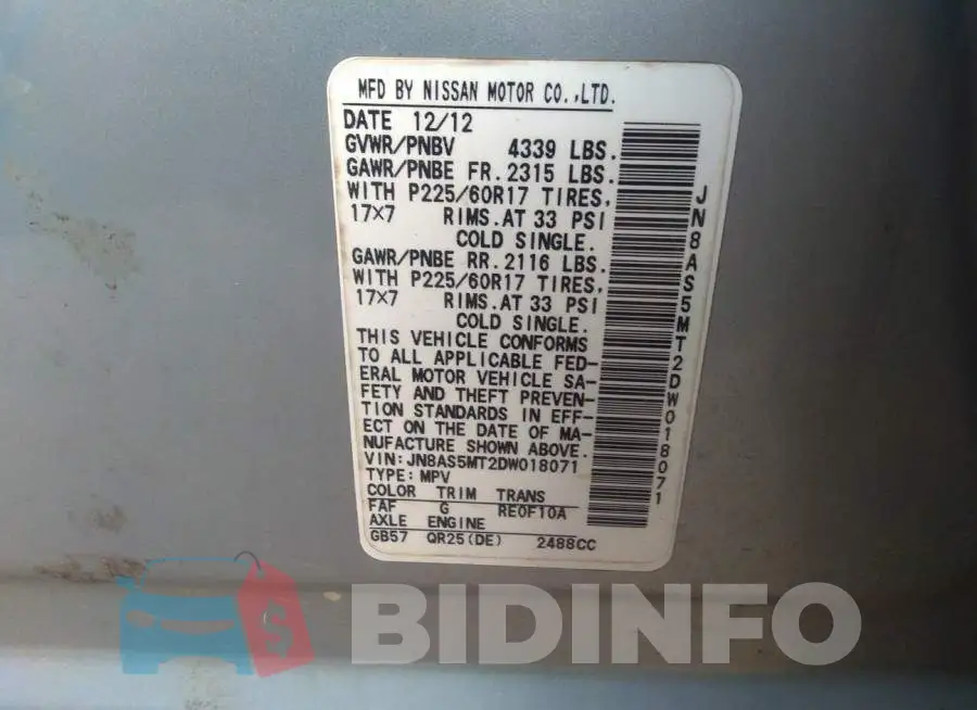 JN8AS5MT2DW018071 Photo# 9