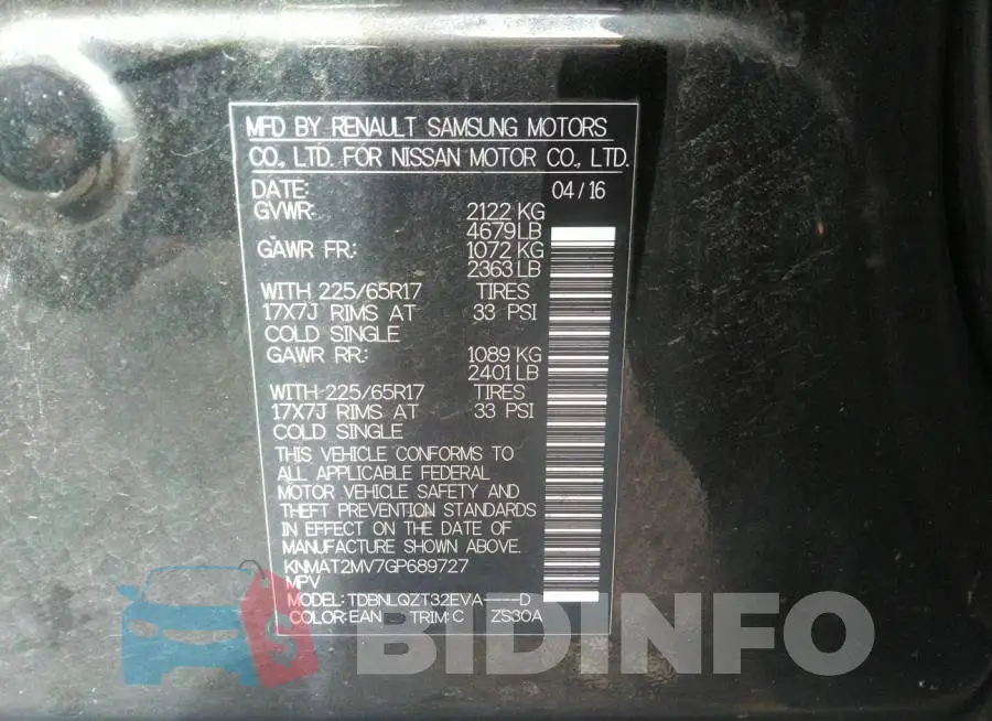 KNMAT2MV7GP689727 Photo# 9