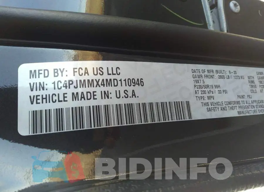 1C4PJMMX4MD110946 Photo# 9