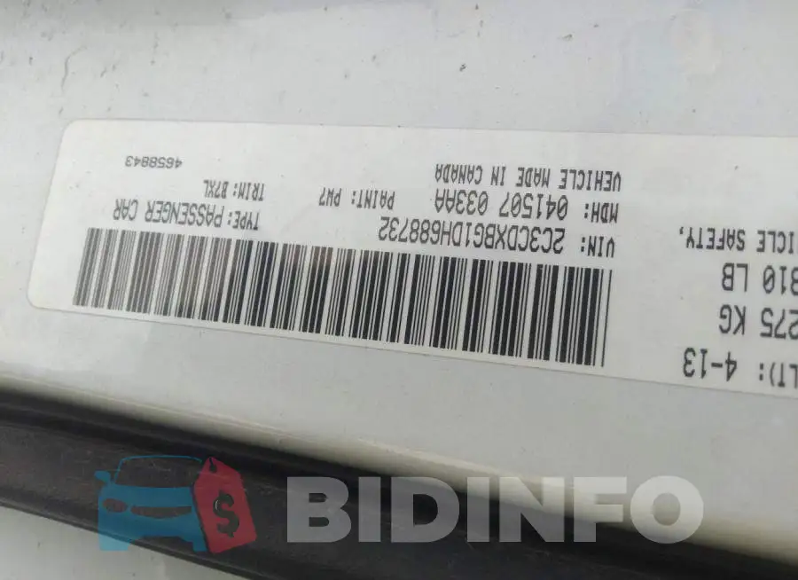 2C3CDXBG1DH688732 Photo# 9