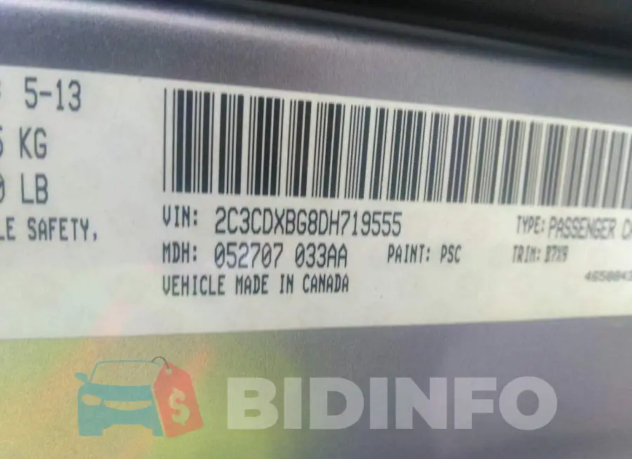 2C3CDXBG8DH719555 Photo# 9