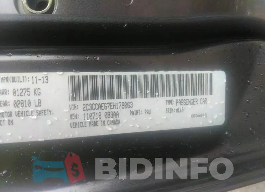 2C3CCAEG7EH179063 Photo# 9