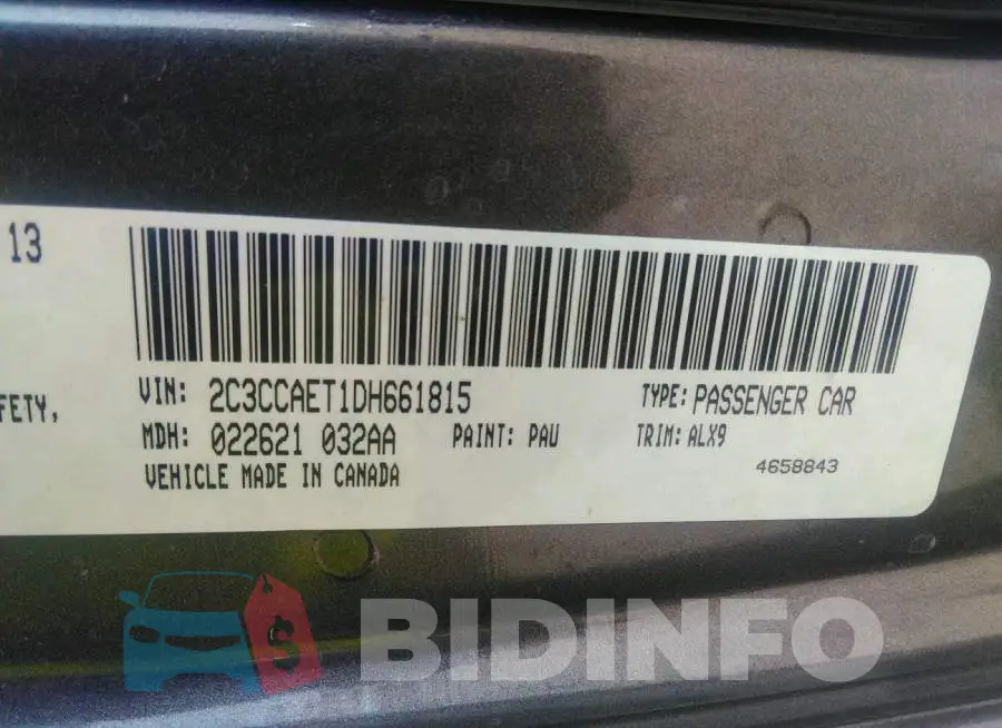 2C3CCAET1DH661815 Photo# 9