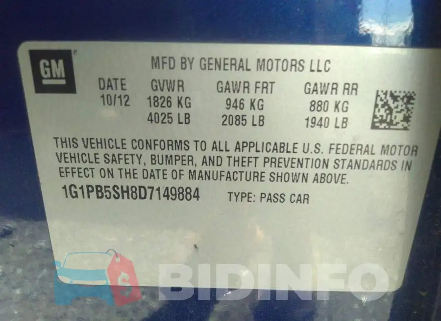 1G1PB5SH8D7149884 Photo# 9