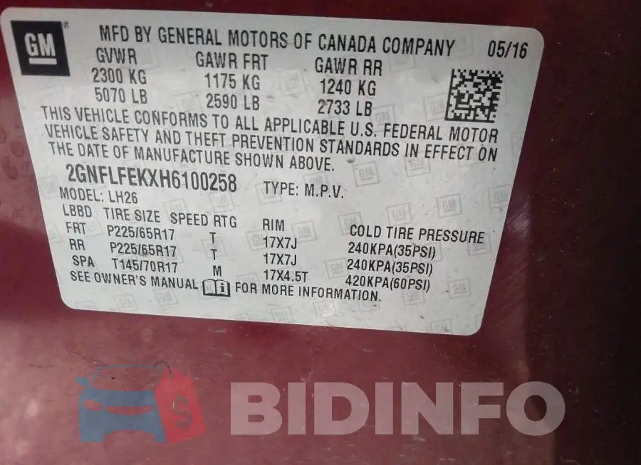 2GNFLFEKXH6100258 Photo# 9
