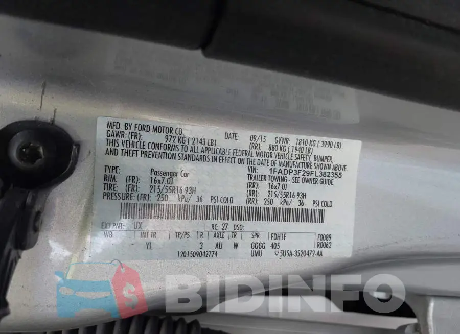 1FADP3F29FL382355 Photo# 9