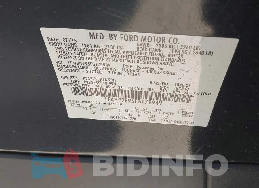 1FAHP2E95FG179949 Photo# 9
