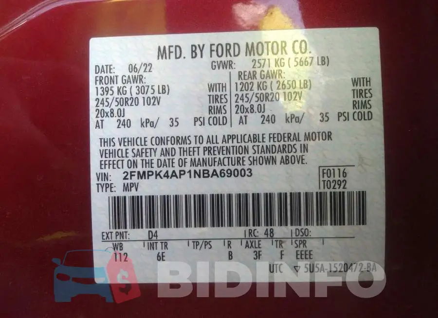 2FMPK4AP1NBA69003 Photo# 9