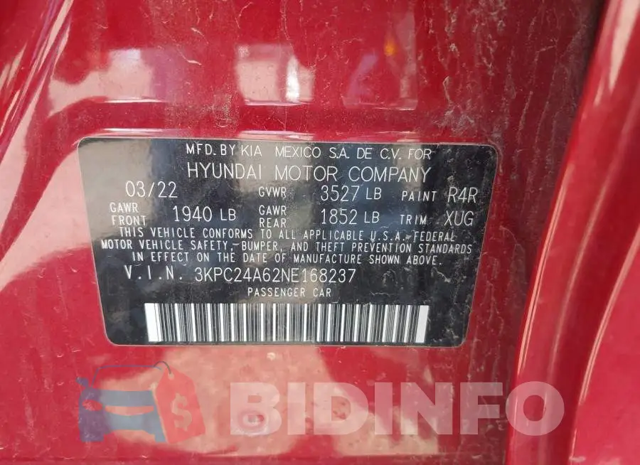 3KPC24A62NE168237 Photo# 9
