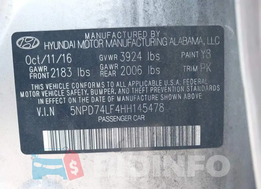 5NPD74LF4HH145478 Photo# 9