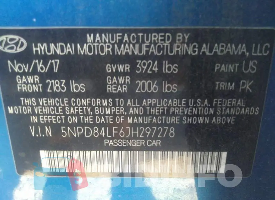 5NPD84LF6JH297278 Photo# 9