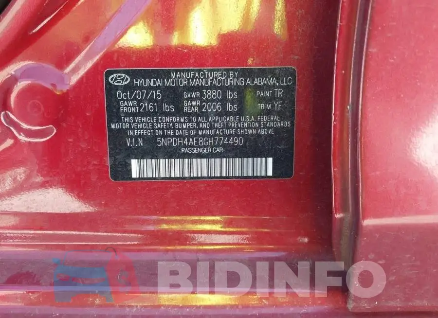5NPDH4AE8GH774490 Photo# 9