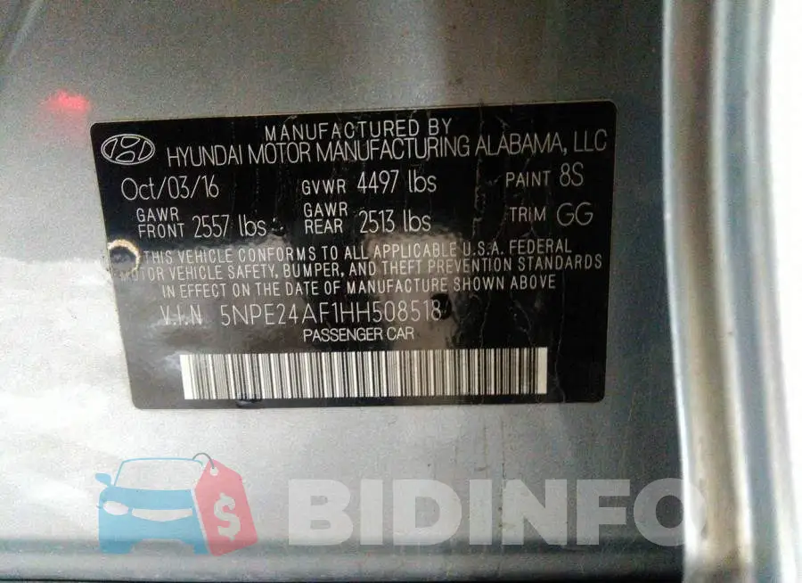 5NPE24AF1HH508518 Photo# 9