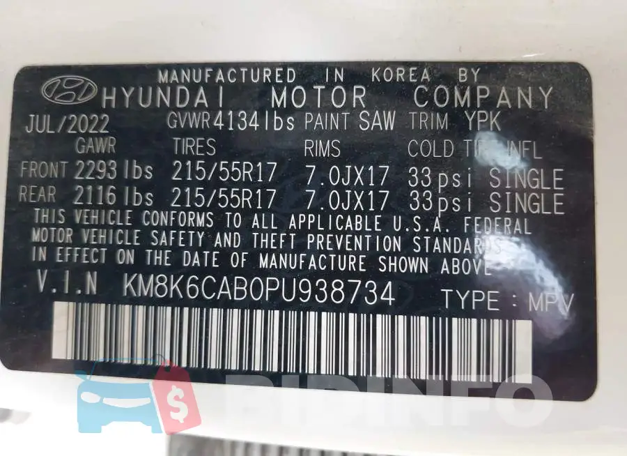 KM8K6CAB0PU938734 Photo# 9