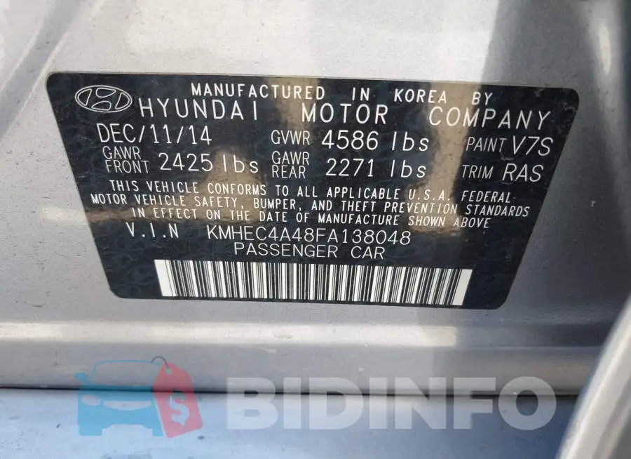 KMHEC4A48FA138048 Photo# 9