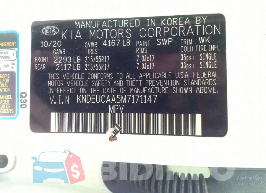 KNDEUCAA5M7171147 Photo# 9