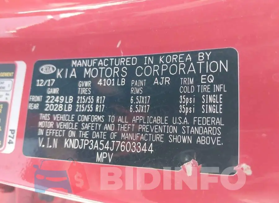 KNDJP3A54J7603344 Photo# 9