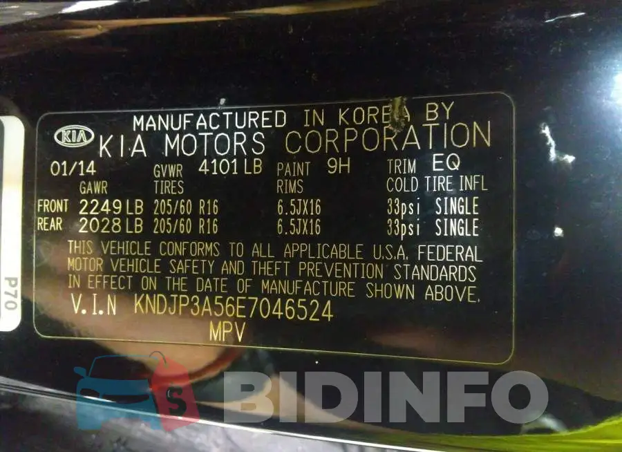 KNDJP3A56E7046524 Photo# 9