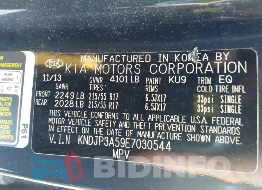 KNDJP3A59E7030544 Photo# 9