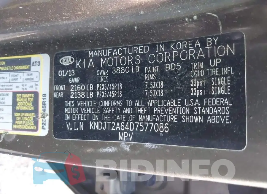 KNDJT2A64D7577086 Photo# 9
