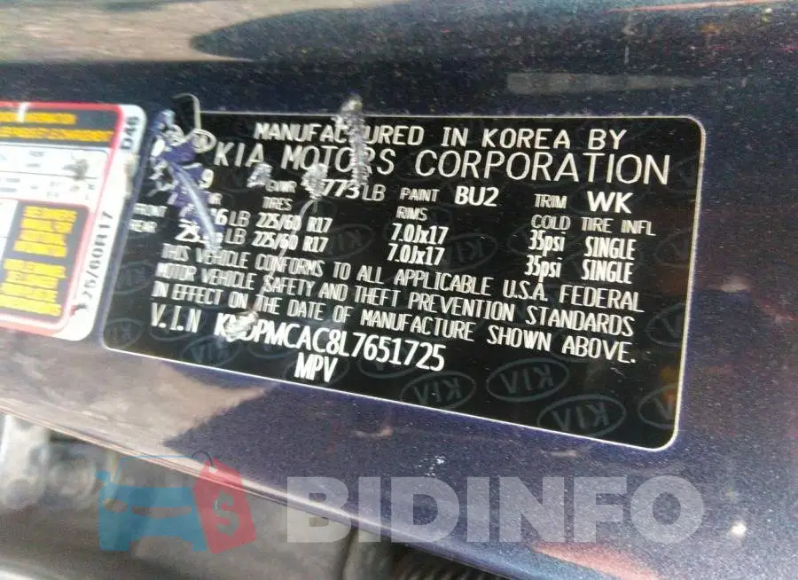KNDPMCAC8L7651725 Photo# 9