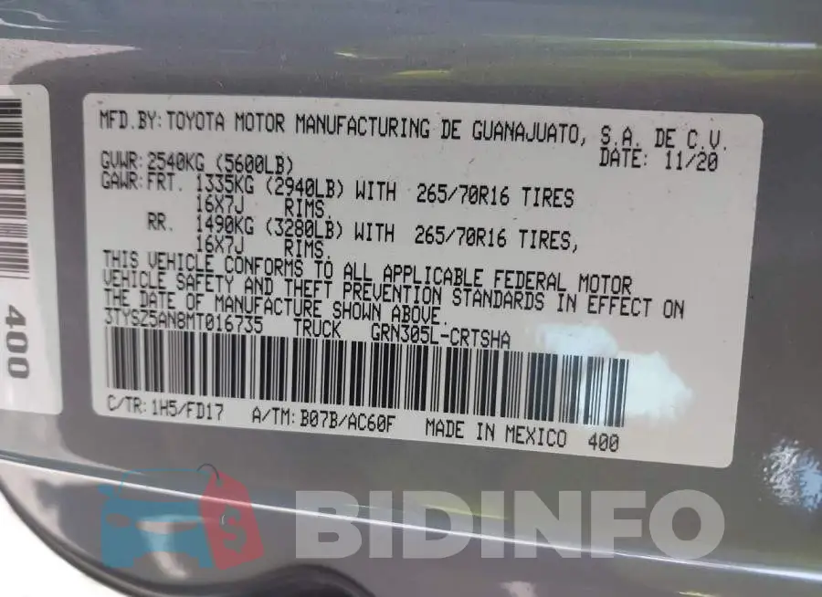 3TYSZ5AN8MT016735 Photo# 9
